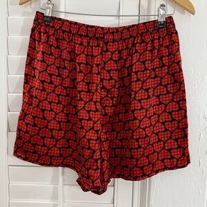 Addiction Silk Boxer Shorts Black Hearts Basket Weave Large
